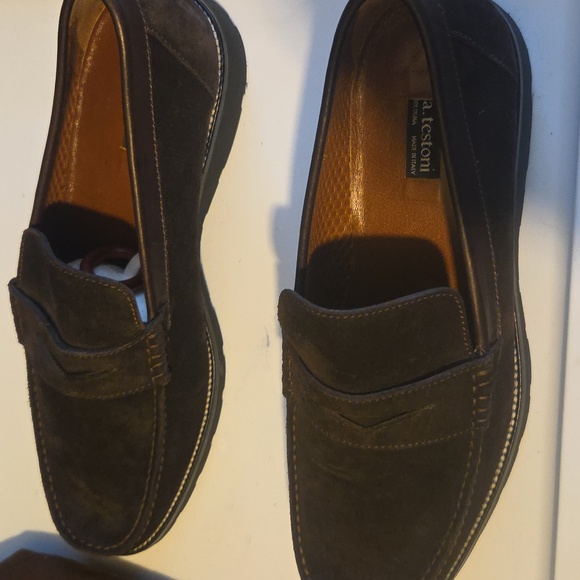 A TESTONI  Dark Brown Suede italian Loafers for Men - Picture 10 of 11